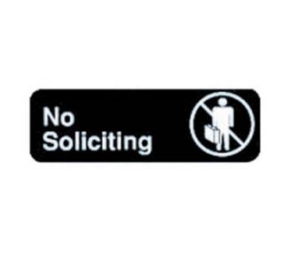 Tablecraft 3 x 9 in Sign, No Soliciting, Adhesive Back