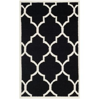 Safavieh Handwoven Moroccan Dhurrie Geometric Black Wool Rug (4 X 6)