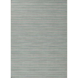 Handmade Flat Weave Stripe Pattern Blue Wool Rug (2 X 3)