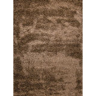 Handwoven Shags Solid Pattern Brown Rug With 2 inch Pile (2 X 3)