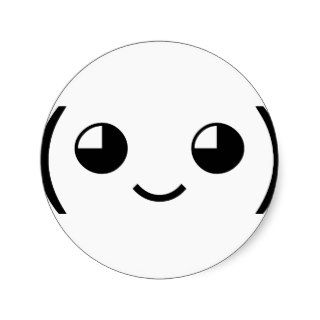 Cute Happy Japanese Emoticon Round Stickers