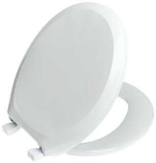 Mayfair 20C 590 Plastic Toilet Seat with Top Tite Hinges, Round, Soft White    