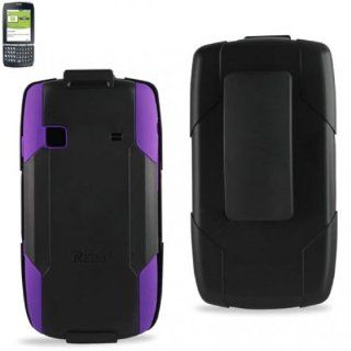 Reiko SLCPC09 SAMM580BKPP Premium Hybrid Case with Protective Cover and Kickstand for Samsung Replenish M580   1 Pack   Retail Packaging   Black/Purple Cell Phones & Accessories