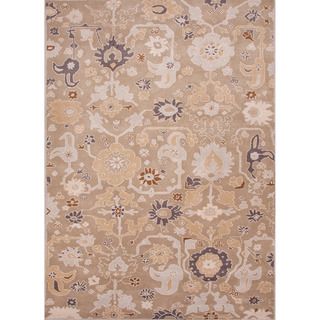 Hand tufted Transitional Floral Grey/ White Rug (96 X 136)