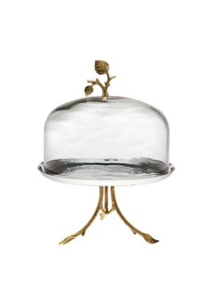 Leaf Cake Plate with Glass Dome by Godinger