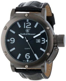 Smith & Wesson Men's SWW LW6081 EGO Bold Large Black Dial Leather Band Watch at  Men's Watch store.