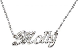 Name Necklaces Molly   Personalized Necklace White Gold Plated 18K, Belcher Chain, 2mm Thick Pendant Necklaces Jewelry