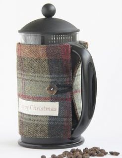 handmade 'happy christmas' cafetiere cosy by the nursery blind company