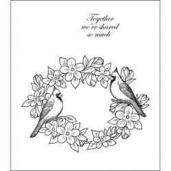 Heartfelt Creations 'Cardinal Posy Wreath' Cling Rubber Stamp Set Wood Stamps