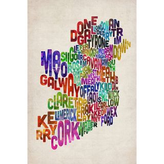 iCanvasArt Text Map of Ireland IV Canvas Wall Art by Michael