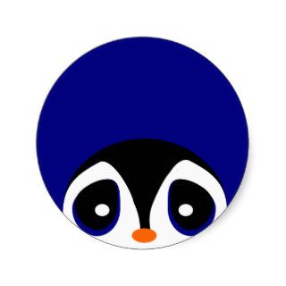 Adorable Cartoon Peeking Penguin Round Sticker