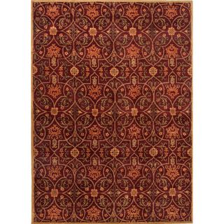 Hand tufted Transitional Oriental Red/ Orange Area Rug (36 X 56)