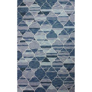 Nuloom Hand hooked Persian Trellis Wool Dark Blue Rug (8 6 X 11 6)