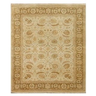 Hand knotted Ivory Floral Pattern Wool Rug (8 X 10)