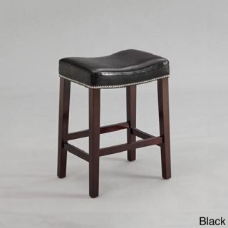 Black Or Red Leather Nailhead Saddle Counter Height Bar Stool (set Of 2)