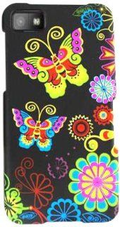 Cell Armor BBZ10 SNAP TE584 Snap On Case for BlackBerry Z10   Retail Packaging   Color Butterflies on Black Cell Phones & Accessories