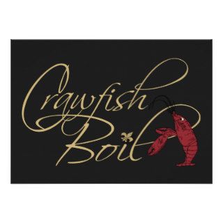 Black Gold Fancy Script Crawfish Boil Custom Invitations