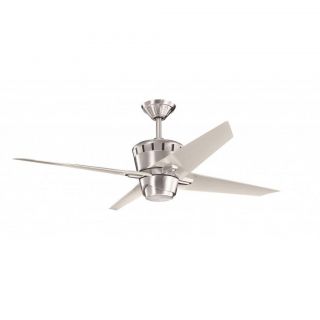 Contemporary Brushed Stainless Steel Ceiling Fan And Light Kit