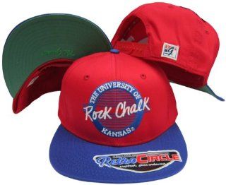 Kansas Jayhawks Rock Chalk Jayhawk Circle Snapback Adjustable Snap Back Hat / Cap  Sports Fan Baseball Caps  Sports & Outdoors