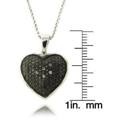 Dolce Giavonna Sterling Silver White Topaz and Black Diamond Accent Heart Necklace Dolce Giavonna Gemstone Necklaces