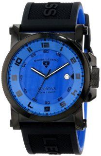 Swiss Legend Men's 40030 BB 03 Sportiva Blue Textured Dial Black and Royal Blue Silicone Watch Watches
