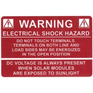 HellermannTyton 596 00232 Pre Printed Solar Label, 3.75" X 2.5", WARNING ELECTRICAL SHOCK HAZARD, Red (Pack of 50) Electrical Tape