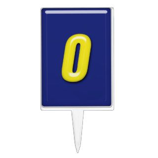 Shiny Yellow on Shiny Blue Rectangle Number 0 Rectangle Cake Toppers