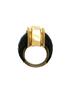 Gold Hex Nut & Black Ring by A.L.C. Jewelry