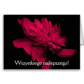 Polish Floral Birthday Card Red Dahlia