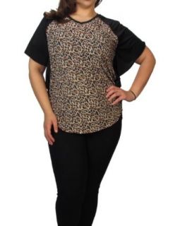 599fashion Plus size butterfly sleeve animal print top Blouses