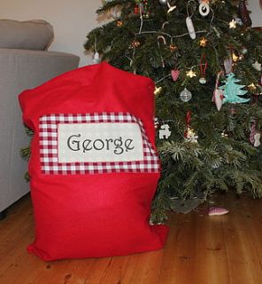 extra large printed and appliqued santa sack by charlie milly design