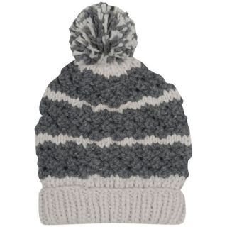 Womens Two Tone Bobble Knit Beanie   Charcoal & Stone      Clothing