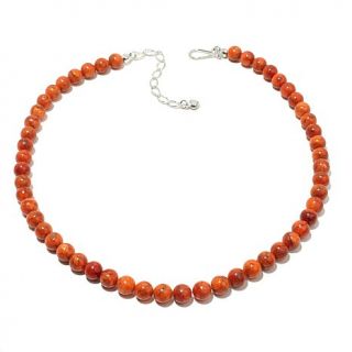 Jay King Orange Coral Bead Sterling Silver 18" Necklace