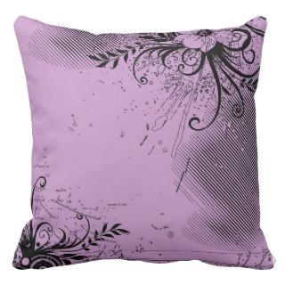 Cute pink black flowers background design throw pillows