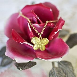 butterfly locket necklace or bracelet by junk jewels