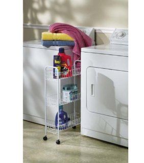 Household Essentials Slim Line 3 Tier Metal Storage Cart, White   Kitchen Storage Carts