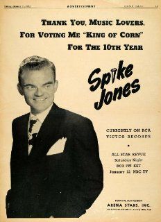 1952 Ad RCA Victor Arena King Corn Spike Jones Big Band   Original Print Ad  