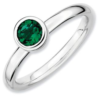 emerald solitaire low profile ring in sterling silver $ 49 00 ring