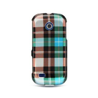 Blue Brown Plaid Hard Cover Case for Samsung Eternity II 2 SGH A597 Cell Phones & Accessories