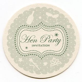 eight hen party coaster invitations by aliroo