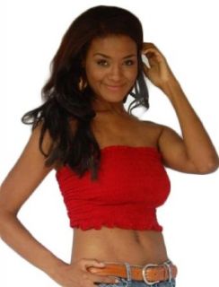 Lotustraders Tube Top Smocked Elastic Stretched OS L 1X Red Q601S Clothing