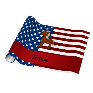 Personalized name Patriotic horse Wrapping Paper