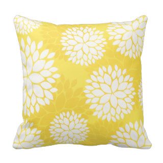 Lemon Yellow Floral Pattern Pillow
