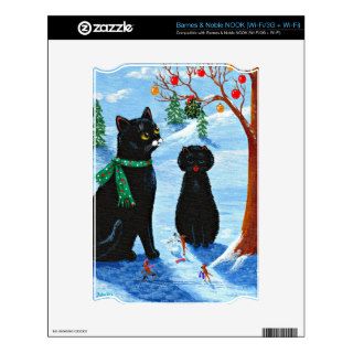 Funny Christmas Cat Mouse Creationarts NOOK Decals
