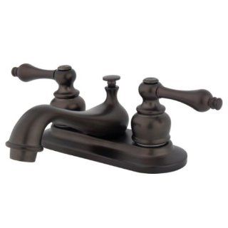 Kingston Brass KB605AL Restoration 4 Inch Centerset Lavatory Faucet with Metal lever handle, Oil Rubbed Bronze   Touch On Bathroom Sink Faucets  