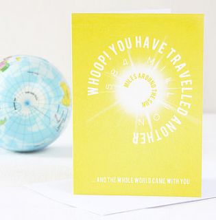 miles around the sun birthday card by newton and the apple