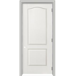 ReliaBilt 2 Panel Arch Top Hollow Core Textured Molded Composite Left Hand Interior Single Prehung Door (Common 80 in x 24 in; Actual 81.75 in x 25.75 in)