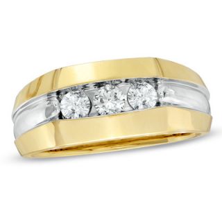 Mens 1/2 CT. T.W. Diamond Three Stone Ring in 14K Gold   Zales
