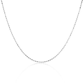 Ladies 14K White Gold 1.0mm Diamond Cut Bead Chain Necklace   18