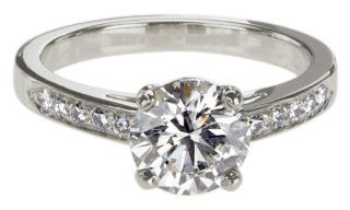 Platinum Round Diamond Ring (GIA Certified 1.52 ct center, 1.70 cttw, I Color, VS1 Clarity), Size 6 Jewelry